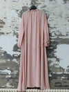 INTO THE EAST 25 Autumn and Winter Pink Lace Drawstring Collar Silk Dress ITE-E1DGAW023PK20DS-FEN Pink